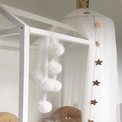 Floating Mosquito Net with Pom-Poms