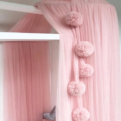 Floating Mosquito Net with Pom-Poms